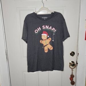 Hybrid apparel Oh Snap gingerbread man gray tshirt men's size xl